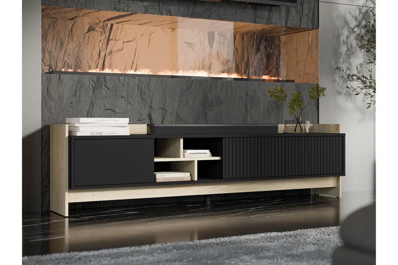Polina Tv-bänk 190 cm - Brun/Svart - Möbler - Vardagsrum - Tv-möbler & mediamöbler - Tv-bänkar