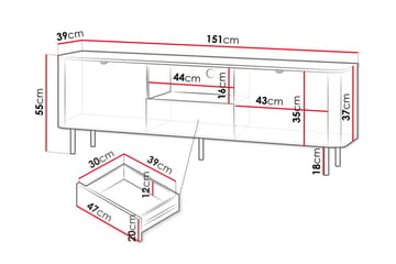 Pollena Tv-bänk 151x39 cm - Brun - Möbler - Vardagsrum - Tv-möbler & mediamöbler - Tv-bänkar