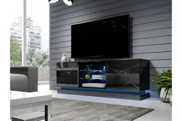 Qiu Tv-bänk 160 cm - Svart - Möbler - Vardagsrum - Tv-möbler & mediamöbler - Tv-bänkar