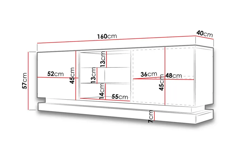 Qiu TV-bänk 40x160 cm LED-belysning - Vit/Högglans - Möbler - Vardagsrum - Tv-möbler & mediamöbler - Tv-bänkar