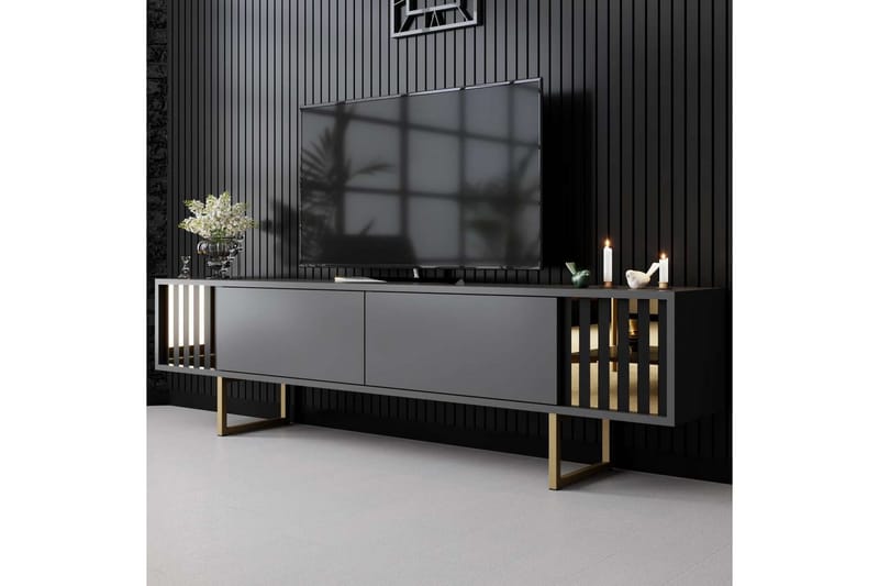 Rany Tv-bänk 180 cm - Guld/Grafitgrå - Möbler - Vardagsrum - Tv-möbler & mediamöbler - Tv-bänkar