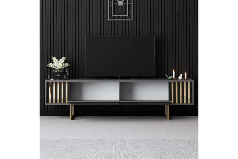 Rany Tv-bänk 180 cm - Guld/Grafitgrå - Möbler - Vardagsrum - Tv-möbler & mediamöbler - Tv-bänkar