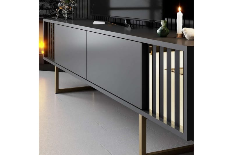 Rany Tv-bänk 180 cm - Guld/Grafitgrå - Möbler - Vardagsrum - Tv-möbler & mediamöbler - Tv-bänkar