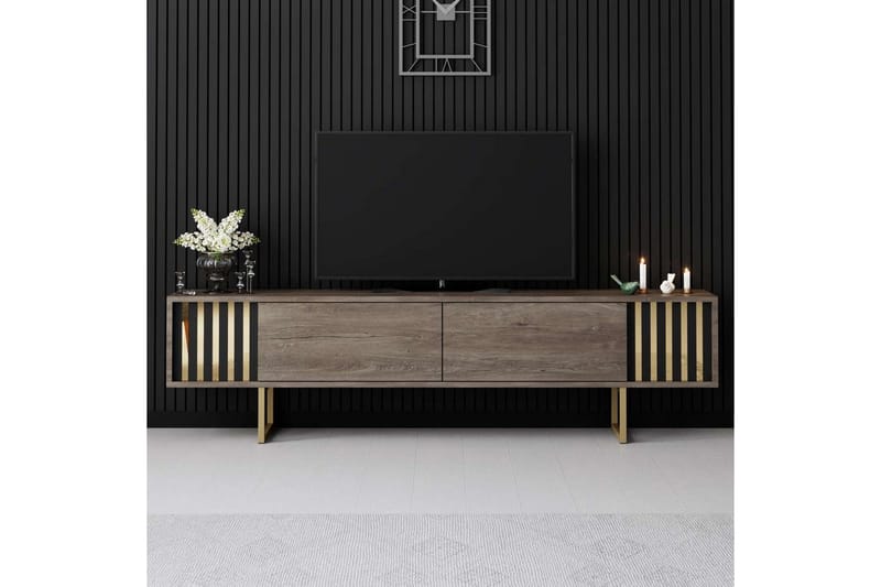 Rany Tv-bänk 180 cm - Rödfärgat trä/Guld - Möbler - Vardagsrum - Tv-möbler & mediamöbler - Tv-bänkar