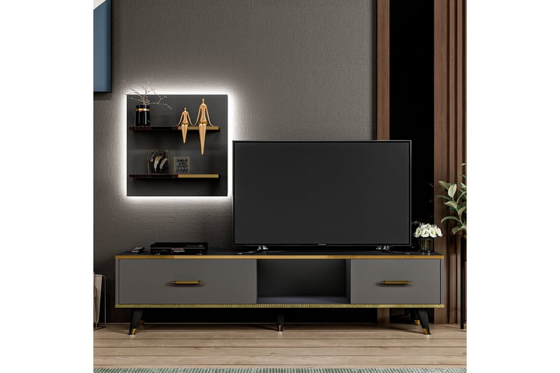 REBELO Tv-möbelset 180x35 cm Svart - Tv-möbelset