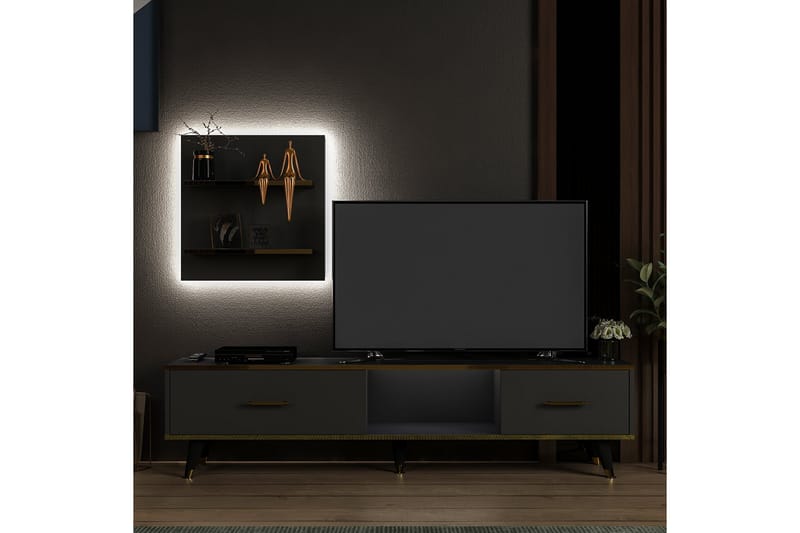 REBELO Tv-möbelset 180x35 cm Svart - Tv-möbelset