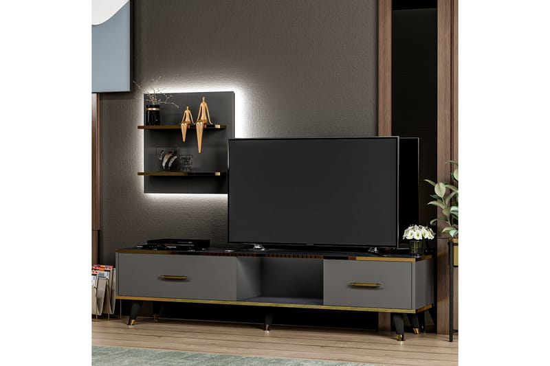 REBELO Tv-möbelset 180x35 cm Svart - Tv-möbelset