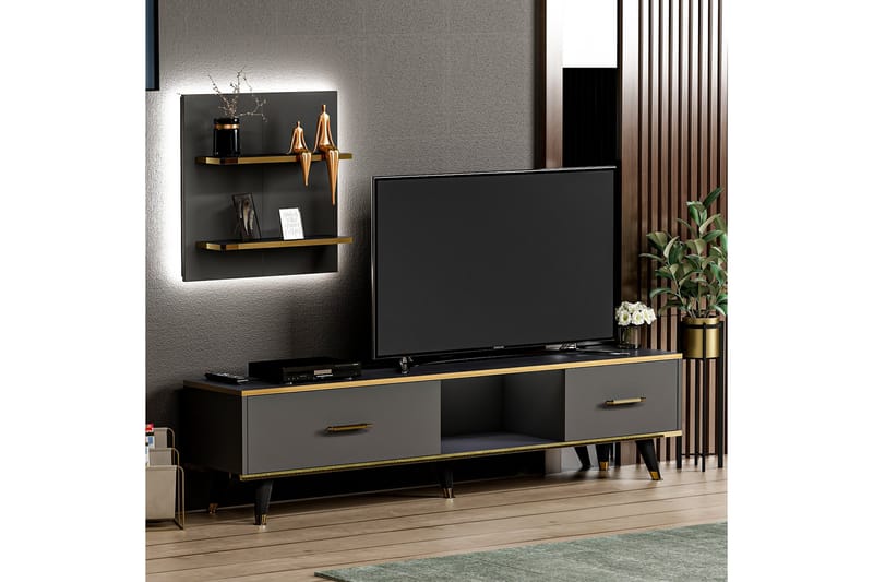 REBELO Tv-möbelset 180x35 cm Svart - Möbler - Vardagsrum - Tv-möbler & mediamöbler - Tv-möbelset