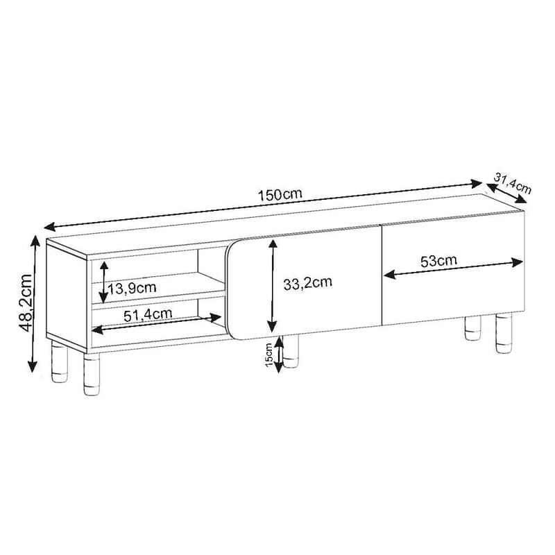 Relento Tv-bänk 150 cm - antik valnöt - Möbler - Vardagsrum - Tv-möbler & mediamöbler - Tv-bänkar
