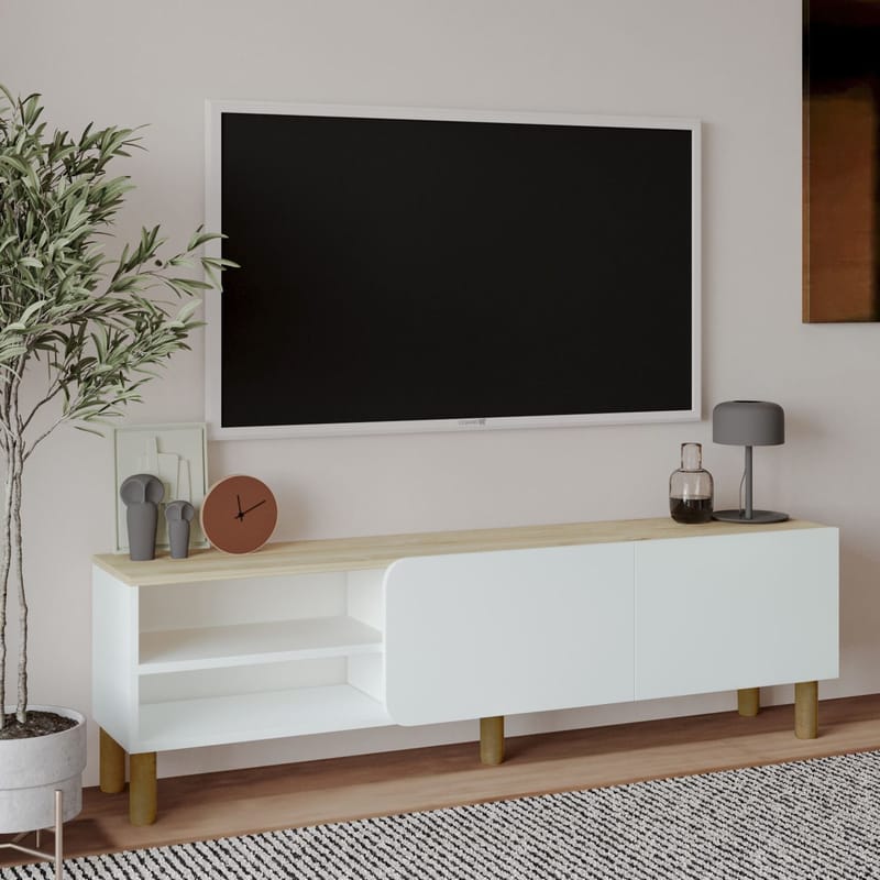Relento Tv-bänk 150 cm - vit, sapphire oak - Möbler - Vardagsrum - Tv-möbler & mediamöbler - Tv-bänkar