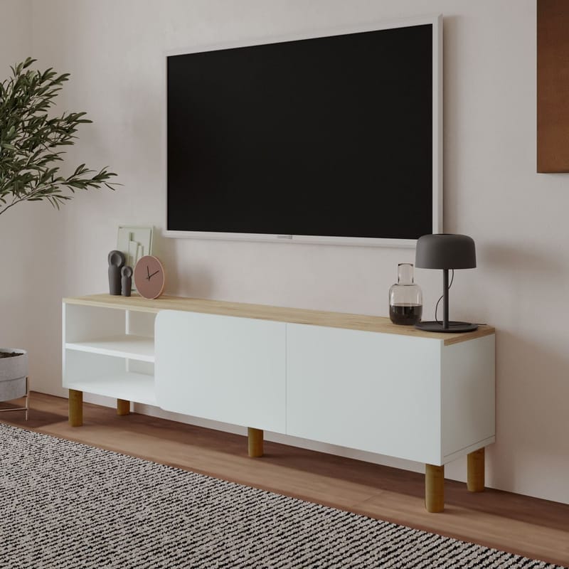 Relento Tv-bänk 150 cm - vit, sapphire oak - Möbler - Vardagsrum - Tv-möbler & mediamöbler - Tv-bänkar
