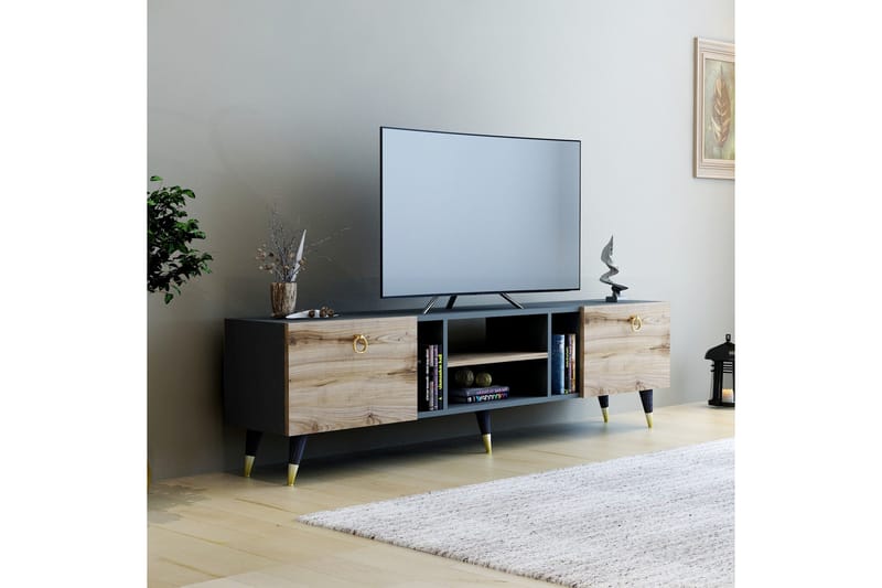 RUDY Tv-bänk 180x29,6 cm Brun/Svart - Möbler - Vardagsrum - Tv-möbler & mediamöbler - Tv-bänkar