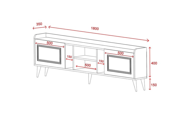 RUDY Tv-bänk 180x35 cm Vit/Guld - Möbler - Vardagsrum - Tv-möbler & mediamöbler - Tv-bänkar