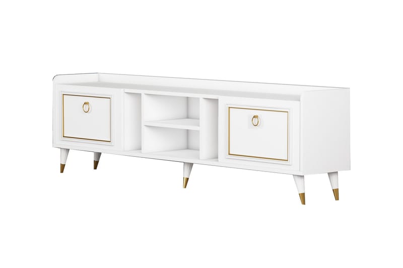 RUDY Tv-bänk 180x35 cm Vit/Guld - Möbler - Vardagsrum - Tv-möbler & mediamöbler - Tv-bänkar