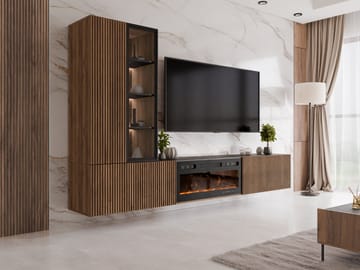 Rylar Tv-möbel 250 cm Eldstad med värmefunktion - Brun|svart - Möbler - Vardagsrum - Tv-möbler & mediamöbler - Tv-möbelset