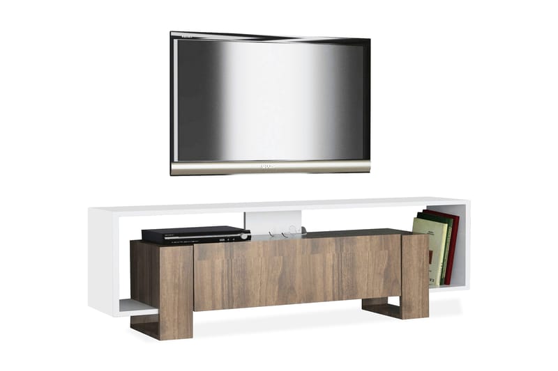 SADYE Tv-bänk 120 cm Vit/Valnöt - Tv-bänkar