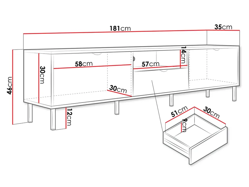 Salmor Tv-bänk 181 cm - Vit - Möbler - Vardagsrum - Tv-möbler & mediamöbler - Tv-bänkar