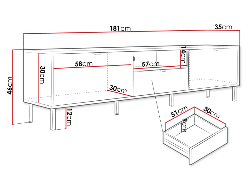 Salmor Tv-bänk 181 cm - Vit - Möbler - Vardagsrum - Tv-möbler & mediamöbler - Tv-bänkar