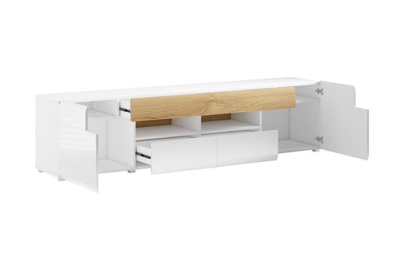 Saran TV-bänk 208 cm - Ek/Vit högglans - Möbler - Vardagsrum - Tv-möbler & mediamöbler - Tv-bänkar