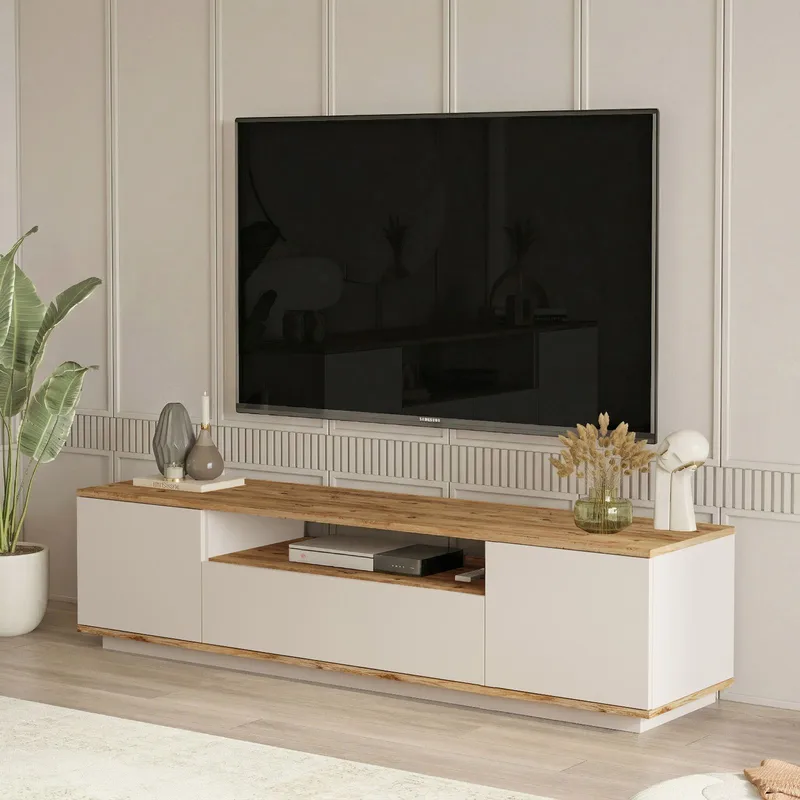 Sarnor TV-bänk 180x44,6x44,5 cm - Atlantic Pine och Cashmere - Möbler - Vardagsrum - Tv-möbler & mediamöbler - Tv-bänkar