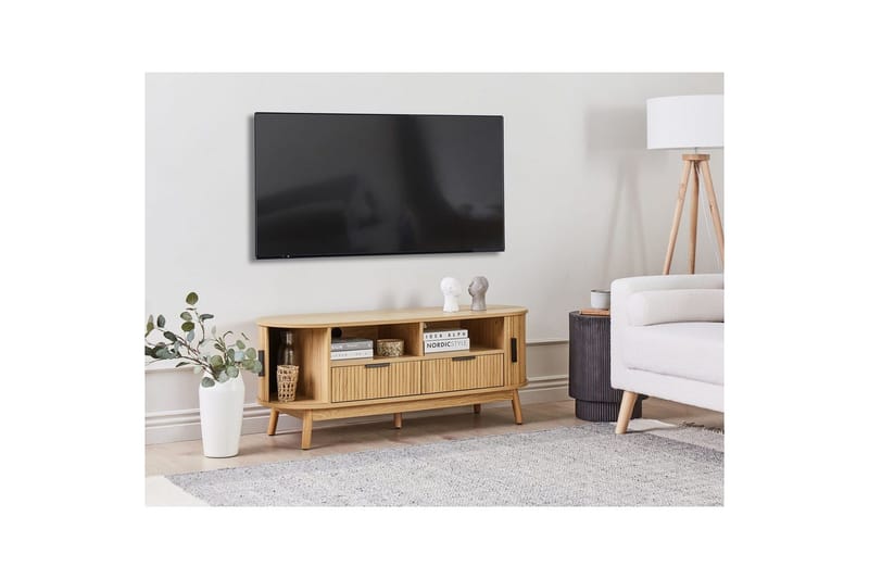 Selah Golvstående TV-bänk 120 cm med Förvaring i Ljust Trä - Brun - Möbler - Vardagsrum - Tv-möbler & mediamöbler - Tv-bänkar