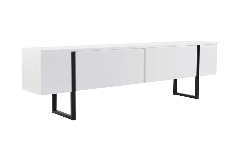 Serenity Golvstående Tv Bänk 180 cm med Förvaring i Trä med Metallben, Vit