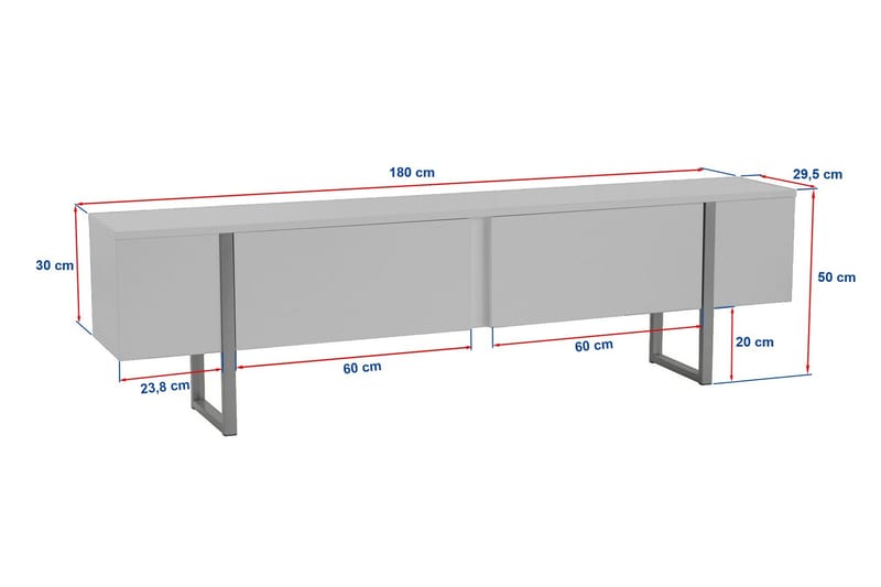 Serenity Tv-bänk 180x30 cm - Vit/Guld - Möbler - Vardagsrum - Tv-möbler & mediamöbler - Tv-bänkar
