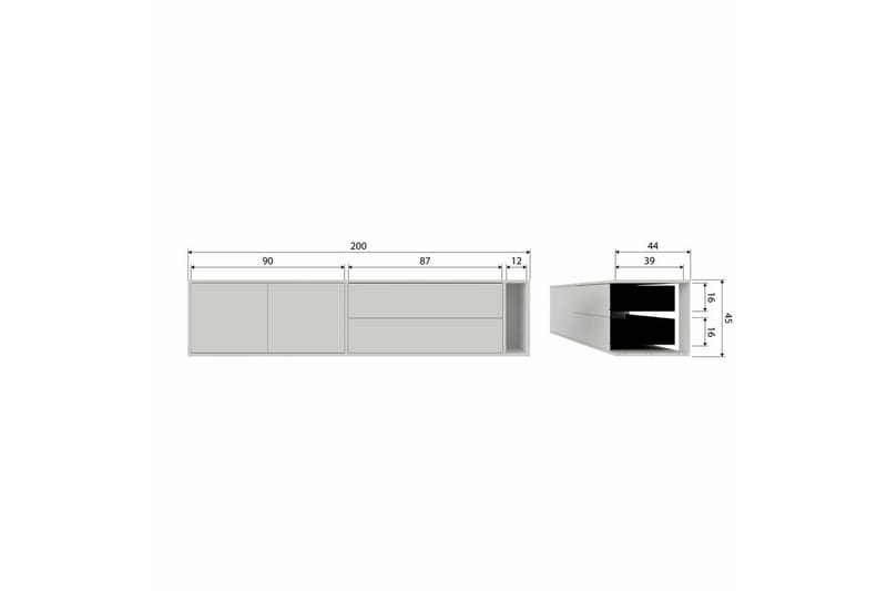 Settle Vägghängd TV-bänk 200 cm med Förvaring i Furu - Sandbeige - Möbler - Vardagsrum - Tv-möbler & mediamöbler - Tv-bänkar