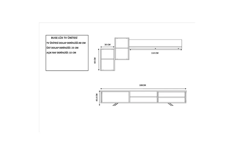 Seyra Tv-möbelset 180x40 cm - Antracit/Ek - Möbler - Vardagsrum - Tv-möbler & mediamöbler - Tv-möbelset