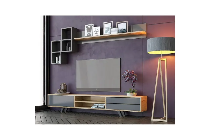 Seyra Tv-möbelset 180x40 cm - Antracit/Ek - Möbler - Vardagsrum - Tv-möbler & mediamöbler - Tv-möbelset