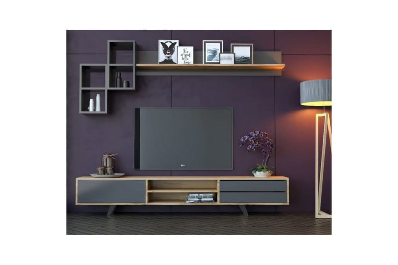 Seyra Tv-möbelset 180x40 cm - Antracit/Ek - Möbler - Vardagsrum - Tv-möbler & mediamöbler - Tv-möbelset