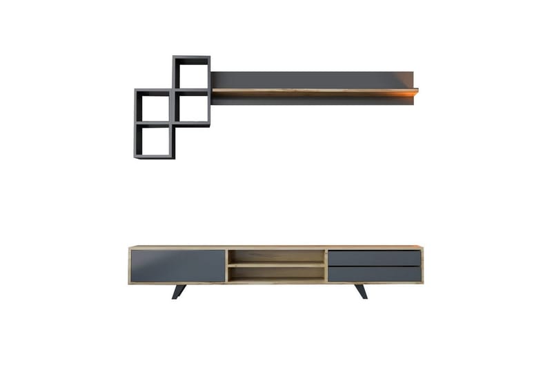 Seyra Tv-möbelset 180x40 cm, Antracit/Ek
