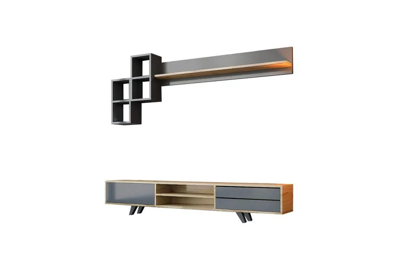 Seyra Tv-möbelset 180x40 cm - Antracit/Ek - Möbler - Vardagsrum - Tv-möbler & mediamöbler - Tv-möbelset