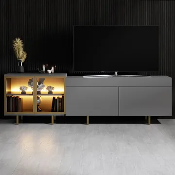 Seyring Tv-bänk 190 cm - Antracit och guld - Möbler - Vardagsrum - Tv-möbler & mediamöbler - Tv-bänkar
