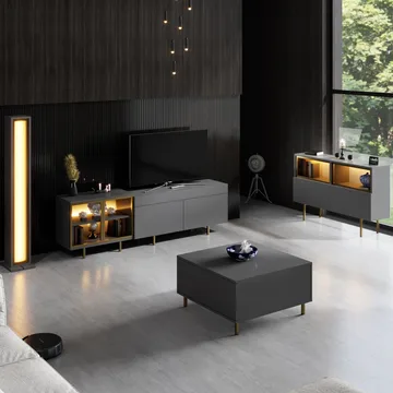 Seyring Tv-bänk 190 cm - Antracit och guld - Möbler - Vardagsrum - Tv-möbler & mediamöbler - Tv-bänkar