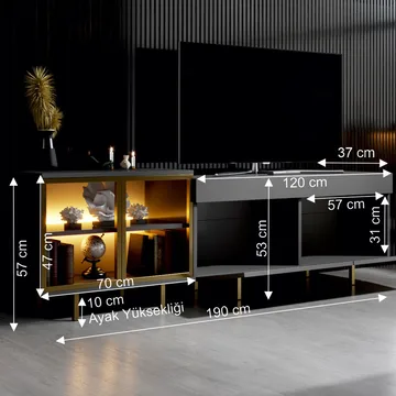 Seyring Tv-bänk 190 cm - Antracit/Guld - Möbler - Vardagsrum - Tv-möbler & mediamöbler - Tv-bänkar