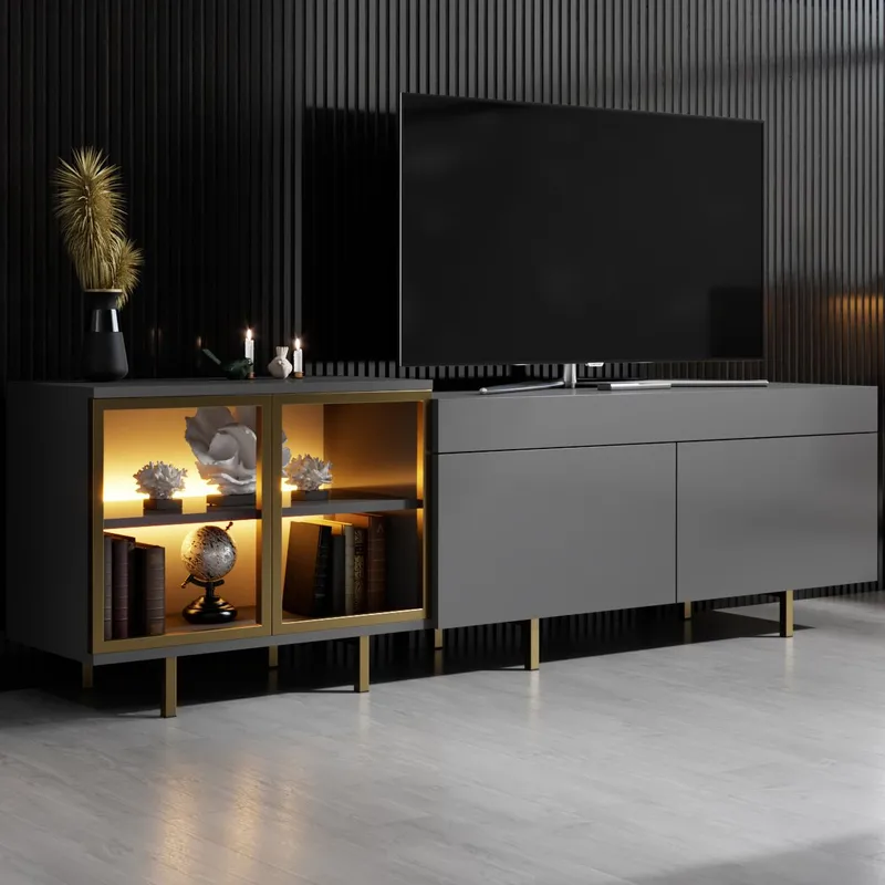 Seyring Tv-bänk 190 cm - Antracit/Guld - Möbler - Vardagsrum - Tv-möbler & mediamöbler - Tv-bänkar