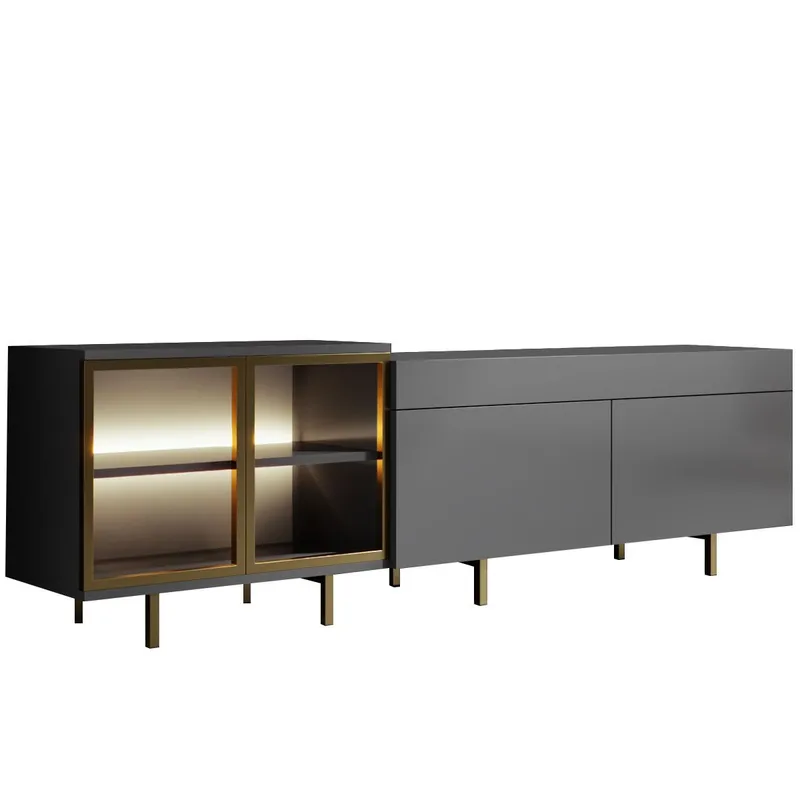 Seyring Tv-bänk 190 cm, Antracit/Guld