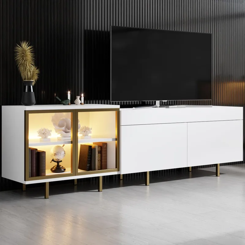 Seyring Tv-bänk 190 cm - Vitt och guld - Möbler - Vardagsrum - Tv-möbler & mediamöbler - Tv-bänkar