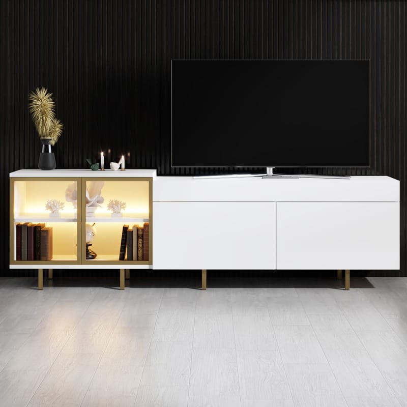 Seyring Tv-bänk 190 cm - Vitt och guld - Möbler - Vardagsrum - Tv-möbler & mediamöbler - Tv-bänkar