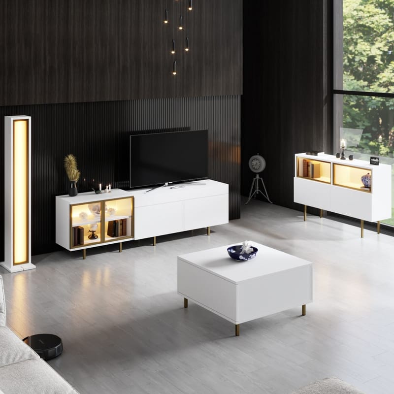 Seyring Tv-bänk 190 cm - Vitt och guld - Möbler - Vardagsrum - Tv-möbler & mediamöbler - Tv-bänkar