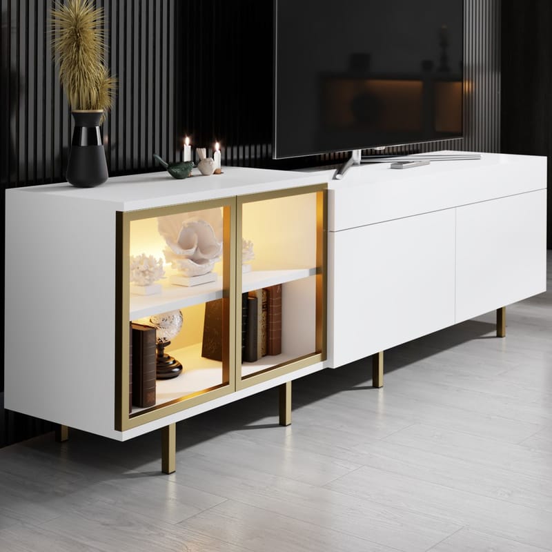 Seyring Tv-bänk 190 cm - Vitt och guld - Möbler - Vardagsrum - Tv-möbler & mediamöbler - Tv-bänkar