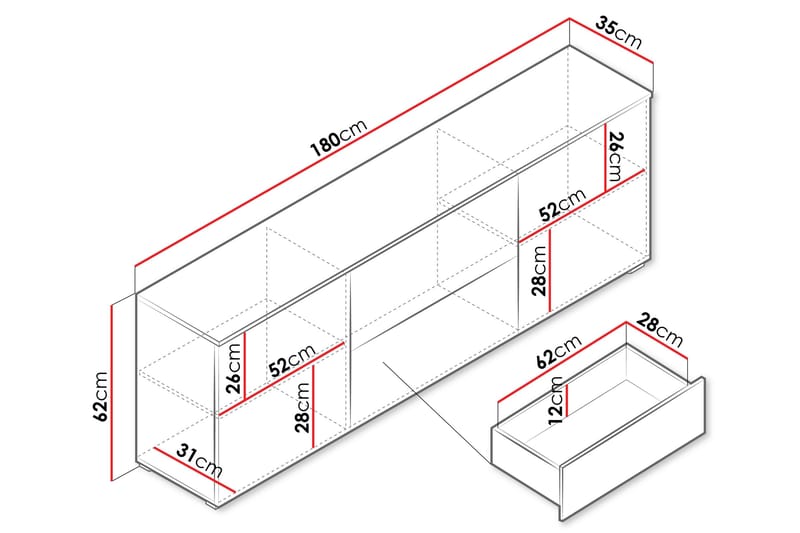 Sherie Tv-bänk 180 cm - Svart - Möbler - Vardagsrum - Tv-möbler & mediamöbler - Tv-bänkar