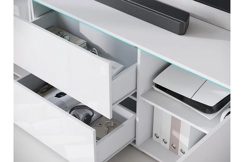 Sherie Tv-bänk 180 cm - Vit/Grå - Möbler - Vardagsrum - Tv-möbler & mediamöbler - Tv-bänkar