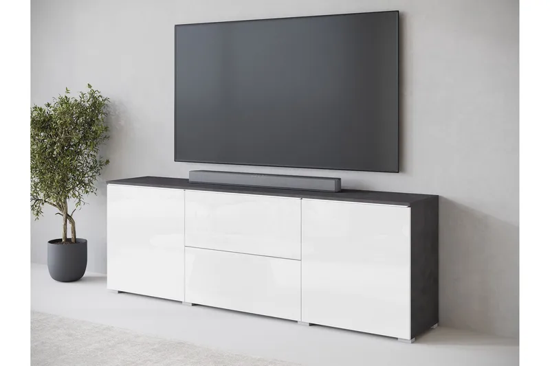 Sherie Tv-bänk 180 cm - Vit/Grå - Möbler - Vardagsrum - Tv-möbler & mediamöbler - Tv-bänkar