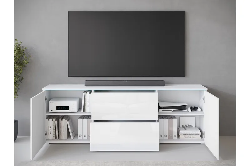 Sherie Tv-bänk 180 cm - Vit/Grå - Möbler - Vardagsrum - Tv-möbler & mediamöbler - Tv-bänkar