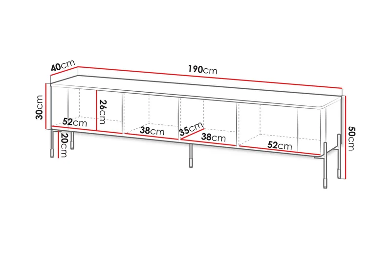 Sherie Tv-bänk 190x40 cm - Svart - Möbler - Vardagsrum - Tv-möbler & mediamöbler - Tv-bänkar