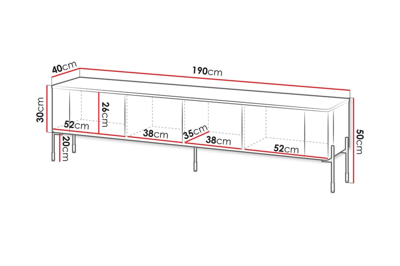 Sherie Tv-bänk 190x40 cm - Vit - Möbler - Vardagsrum - Tv-möbler & mediamöbler - Tv-bänkar
