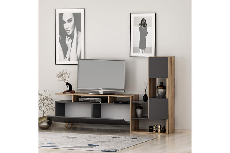 SHOWSLEY Tv-möbelset 55,4x31,6 cm Brun/Svart - Tv-möbelset