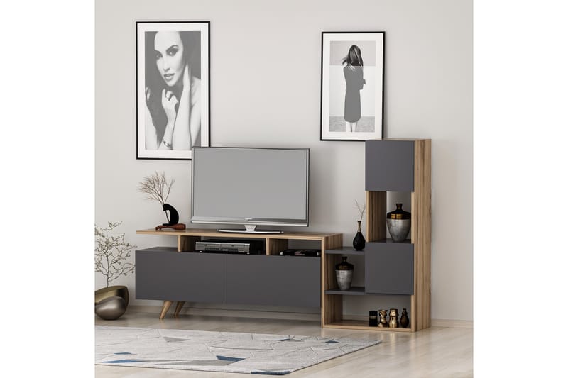 SHOWSLEY Tv-möbelset 55,4x31,6 cm Brun/Svart - Tv-möbelset
